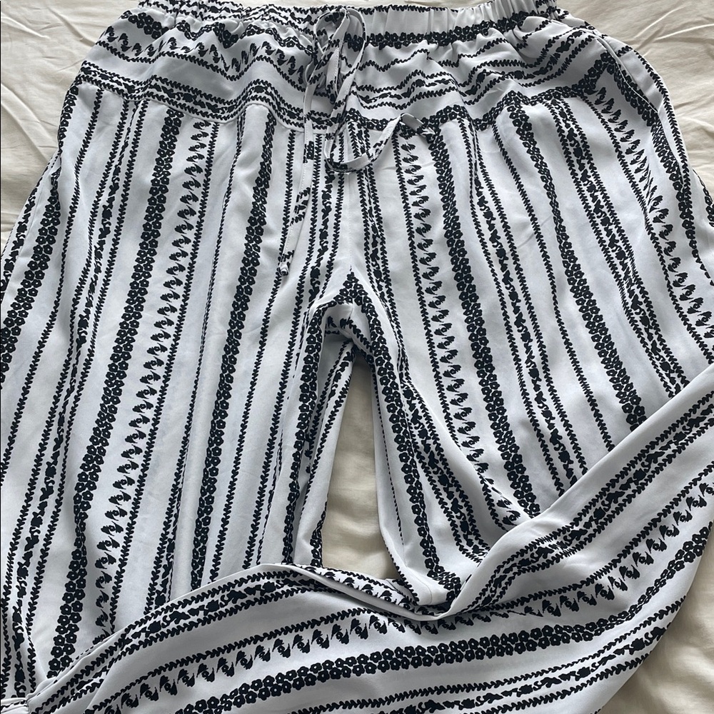 Black and White Striped Lounge Pants